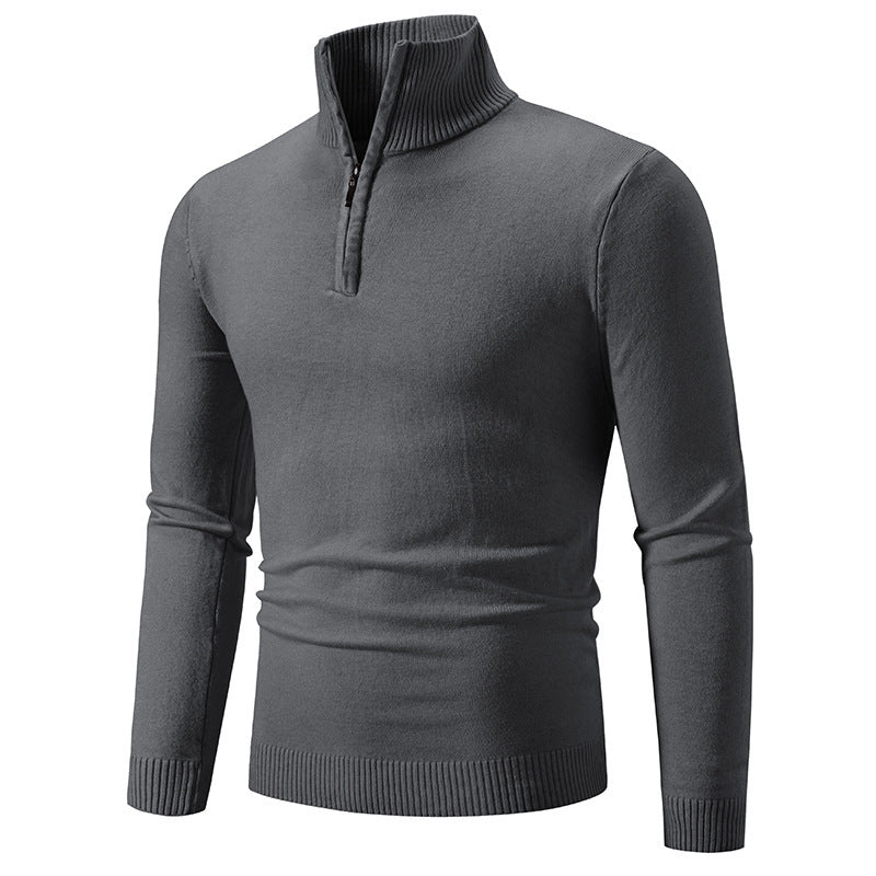 Men's Plus Size Fleece Zip Mock Neck Sweater
