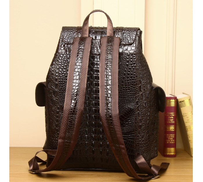The Maison — Croc-Embossed Structured Leather Backpack
