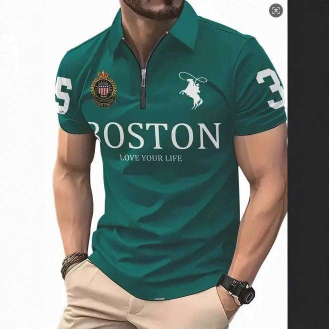 The Graphic — Men's 3D Digital Print Zip-Up Polo Shirt