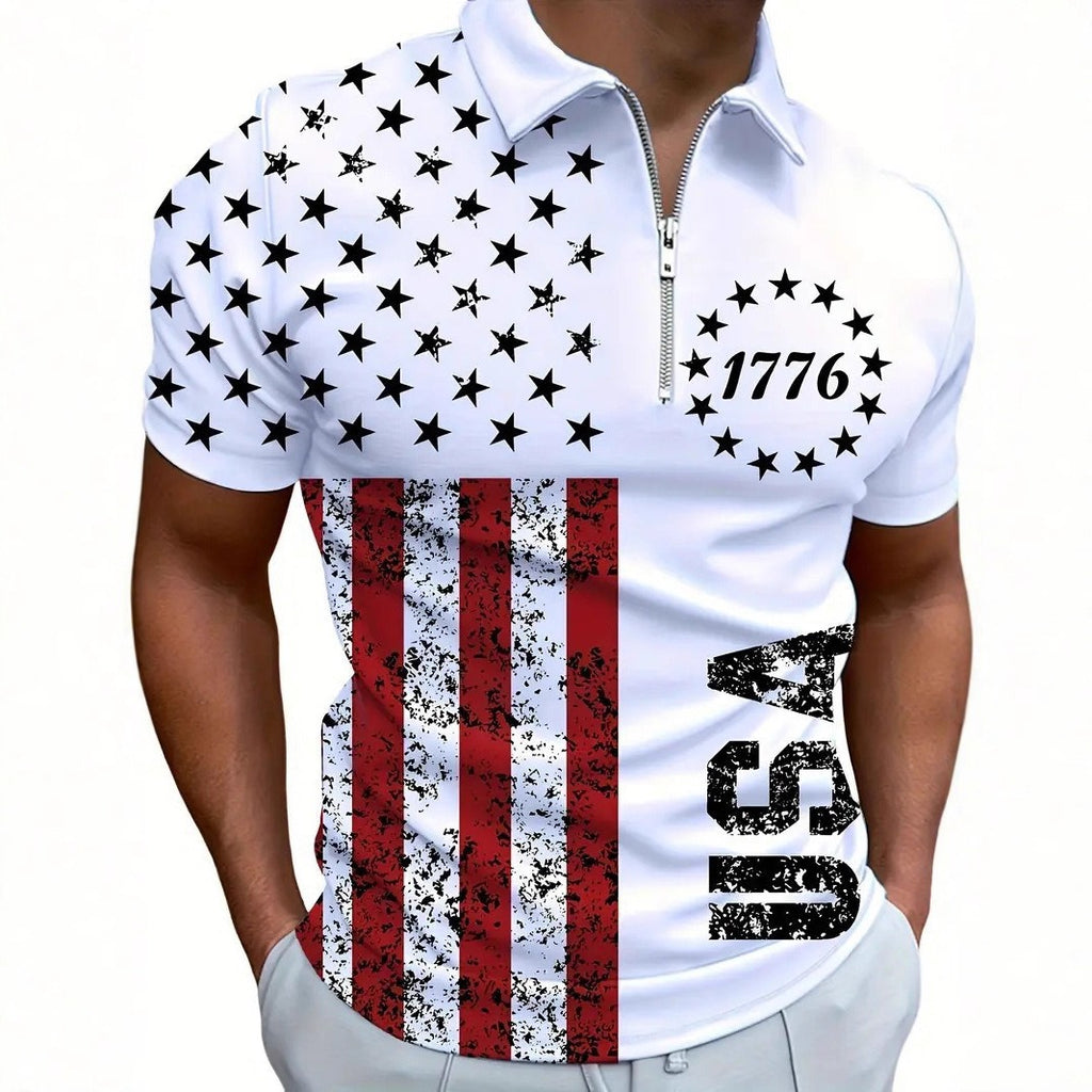 The Graphic — Men's 3D Digital Print Zip-Up Polo Shirt