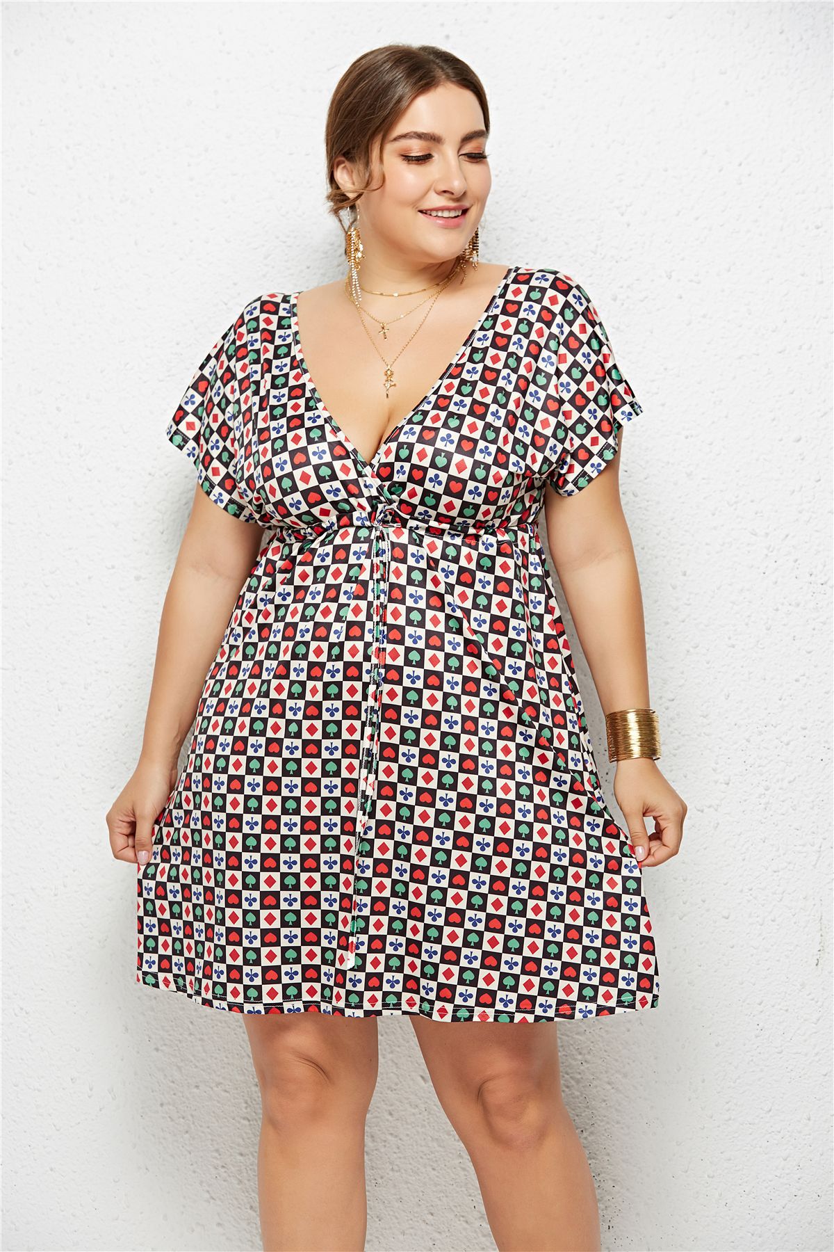 The Soirée — Printed Deep V-Neck Wrap Dress