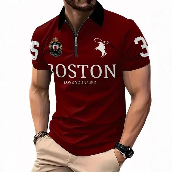 The Graphic — Men's 3D Digital Print Zip-Up Polo Shirt