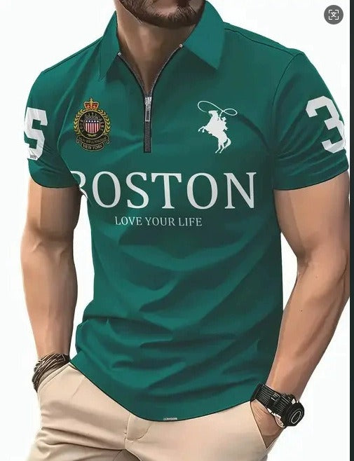 The Graphic — Men's 3D Digital Print Zip-Up Polo Shirt
