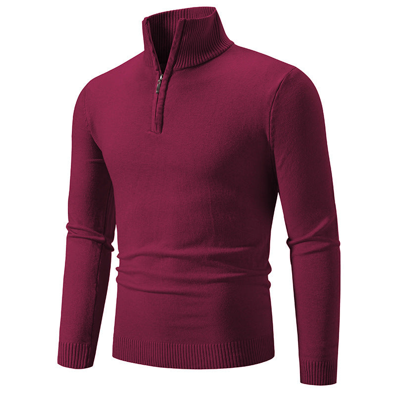 Men's Plus Size Fleece Zip Mock Neck Sweater