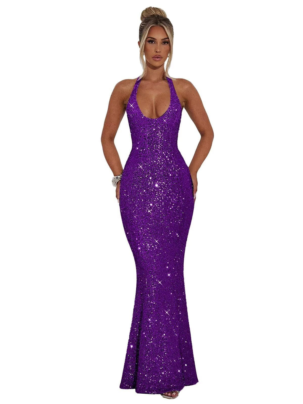 Halter Sequin Prom Dresses for Women Sparkly Corset Mermaid Formal Evening Cocktail Party Gowns Long Dresses for Party