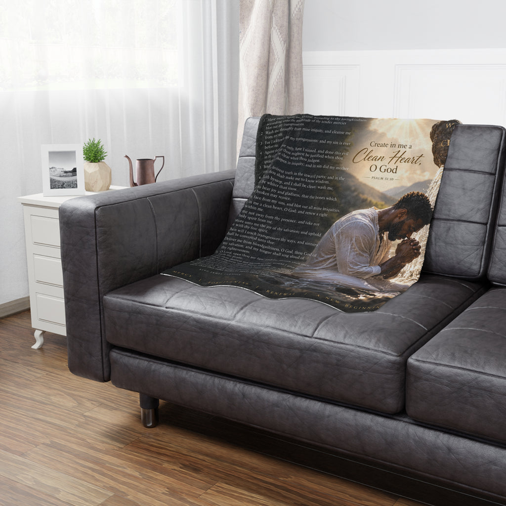 Renewed Heart™ Psalm 51 Prayer Blanket | “Create in Me a Clean Heart” Minky Throw