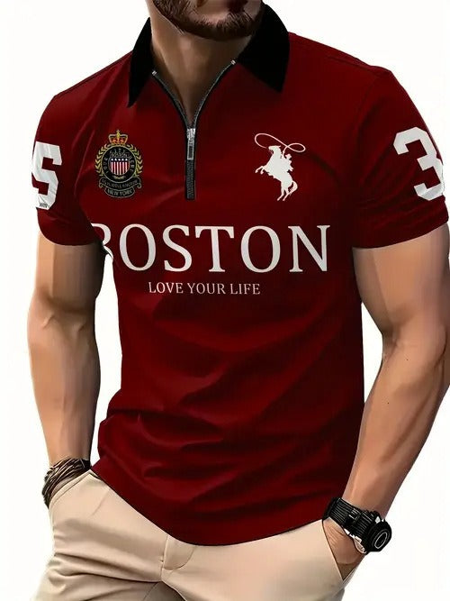 The Graphic — Men's 3D Digital Print Zip-Up Polo Shirt