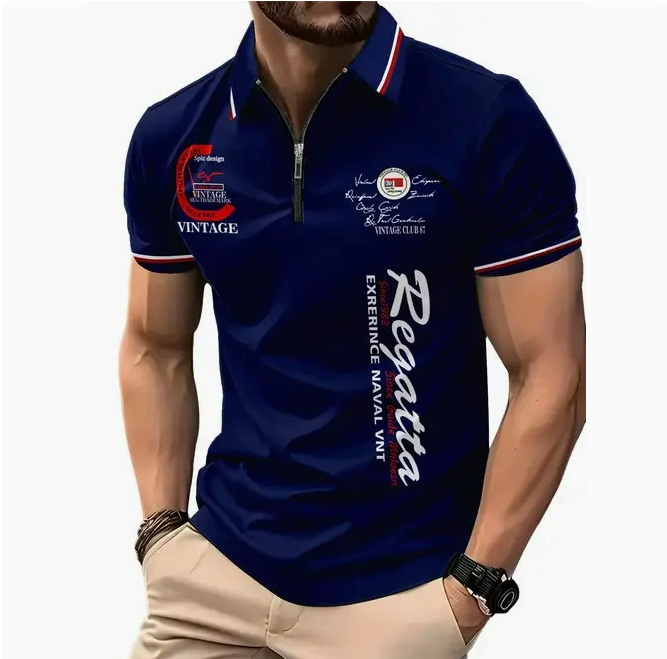 The Graphic — Men's 3D Digital Print Zip-Up Polo Shirt