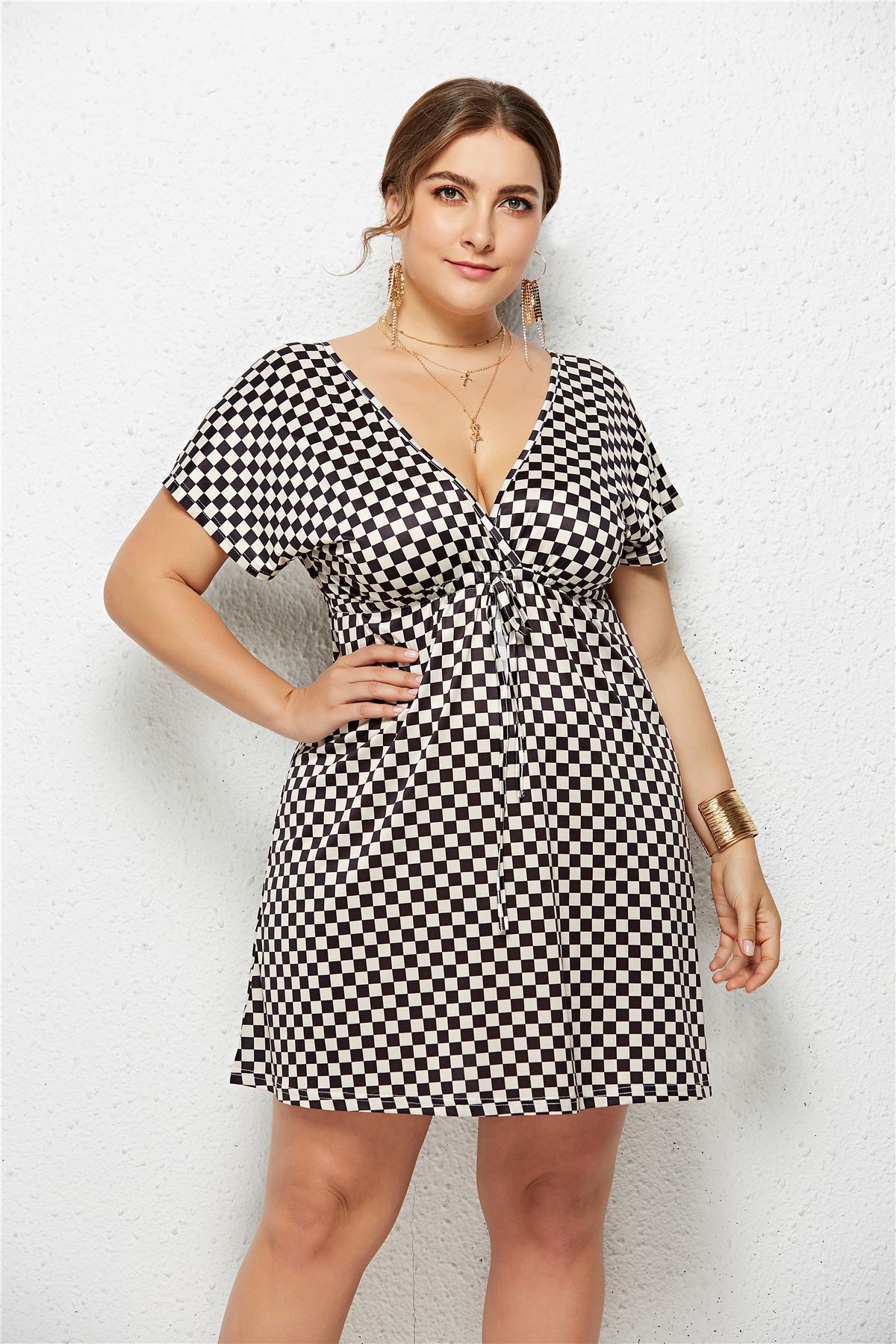 The Soirée — Printed Deep V-Neck Wrap Dress