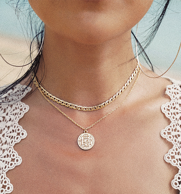 The Sovereign — Mystic Ocean Retro Gold Coin Pendant