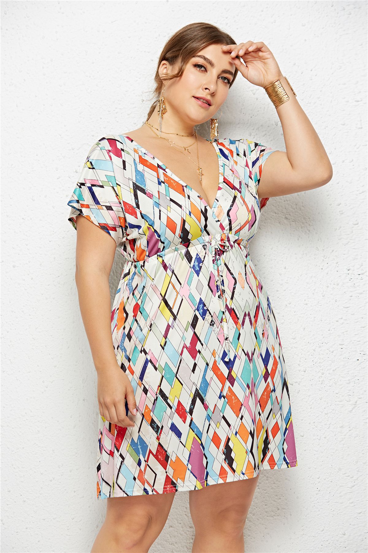 The Soirée — Printed Deep V-Neck Wrap Dress