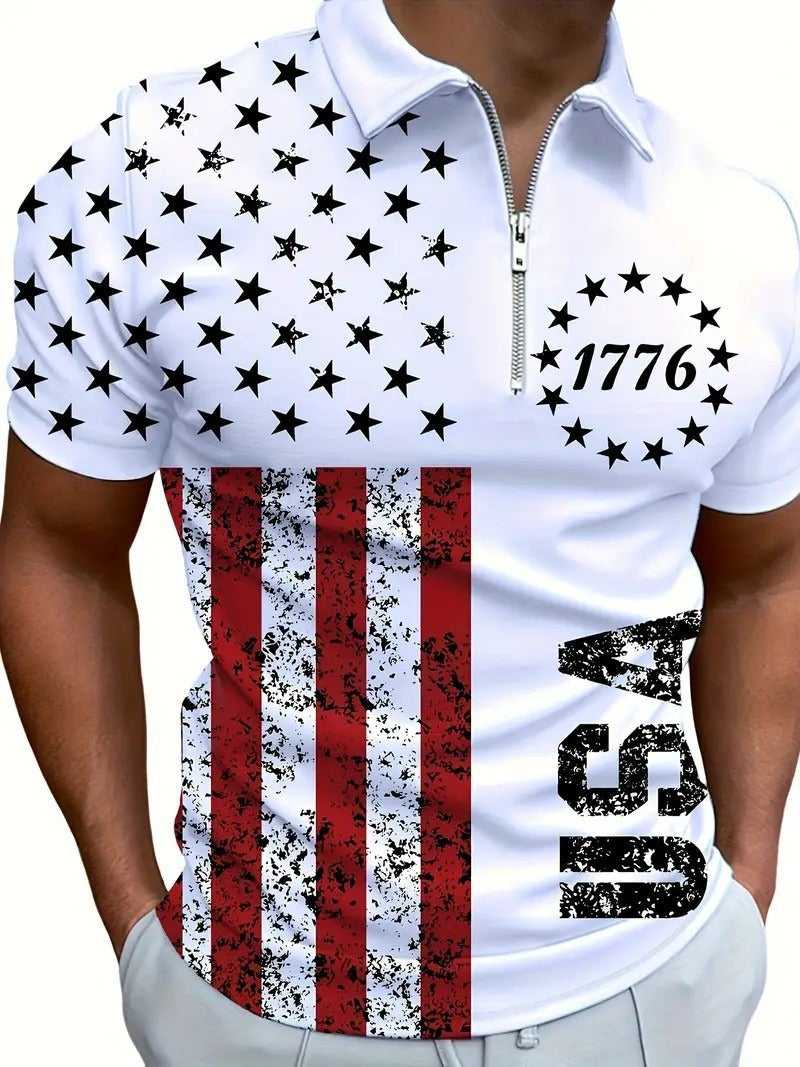 The Graphic — Men's 3D Digital Print Zip-Up Polo Shirt