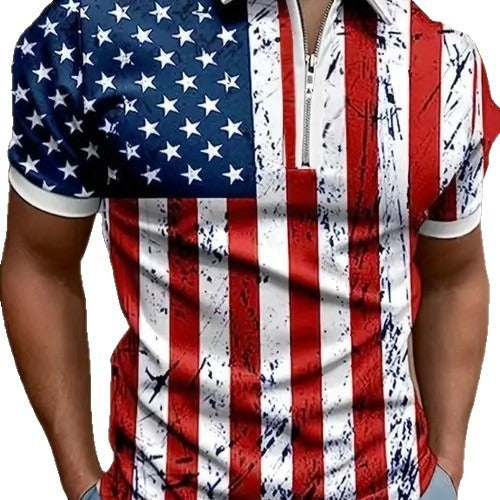 The Graphic — Men's 3D Digital Print Zip-Up Polo Shirt