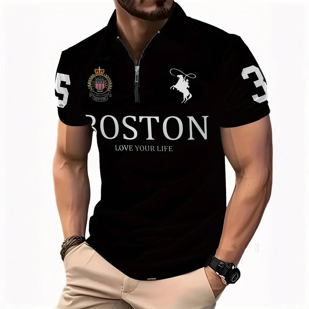 The Graphic — Men's 3D Digital Print Zip-Up Polo Shirt