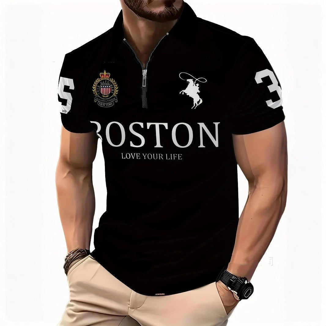 The Graphic — Men's 3D Digital Print Zip-Up Polo Shirt