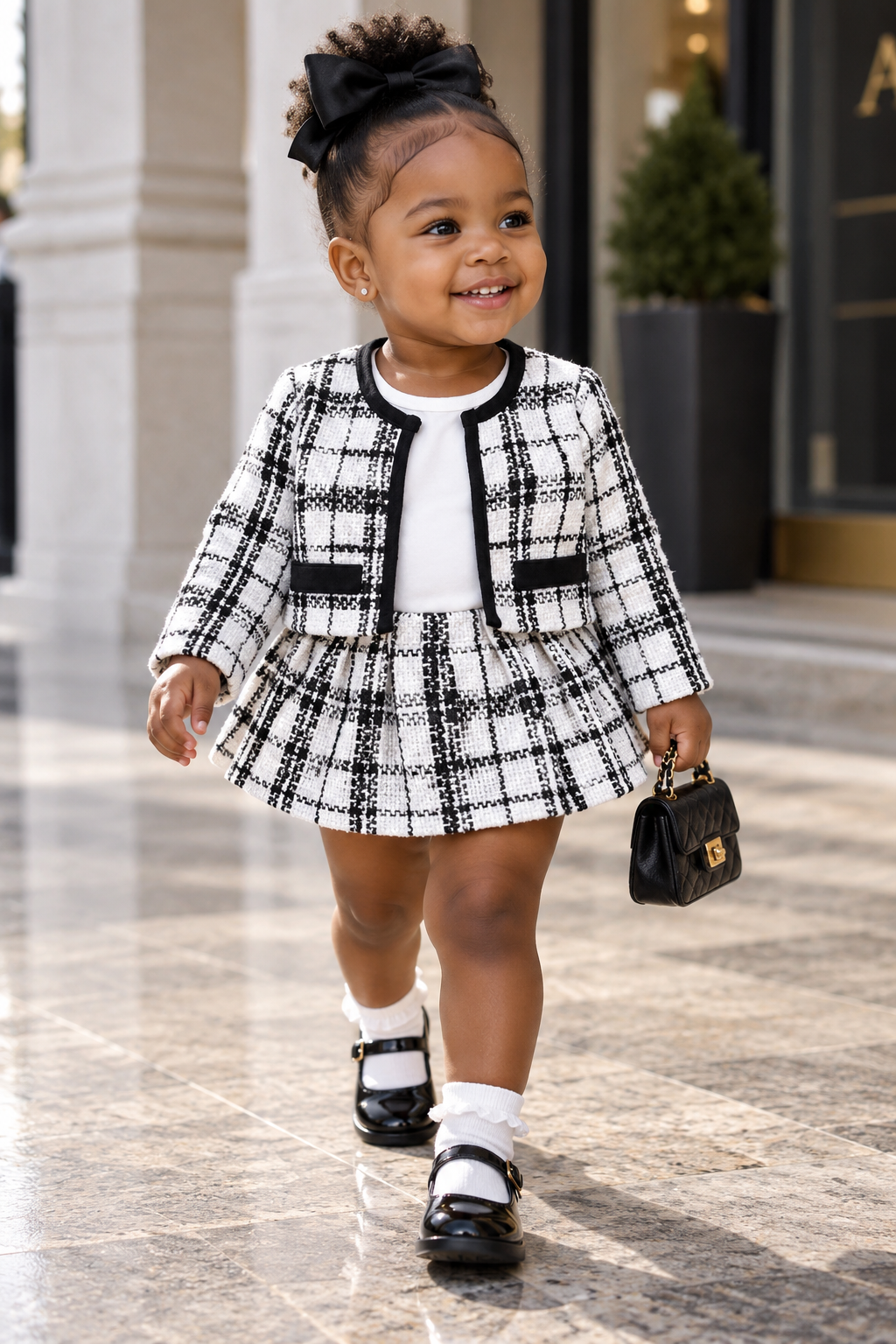 Petite Élan™ Girls’ Long-Sleeve Two-Piece Dress Set