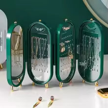 Vintage Foldable Jewelry Organizer Box with Mirror