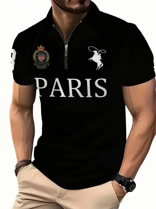 The Graphic — Men's 3D Digital Print Zip-Up Polo Shirt