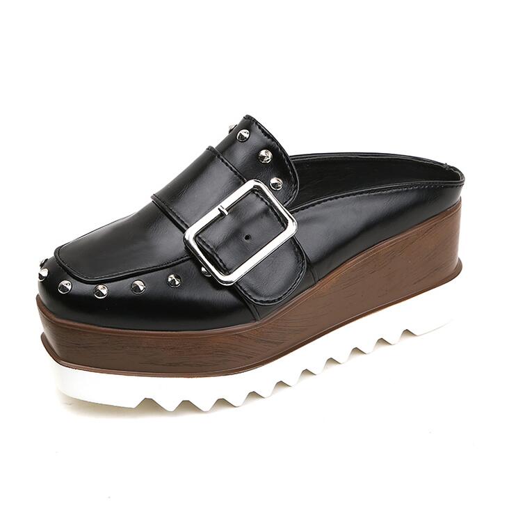 Women's Rivet Wedge Platform Thick Sole Shoes