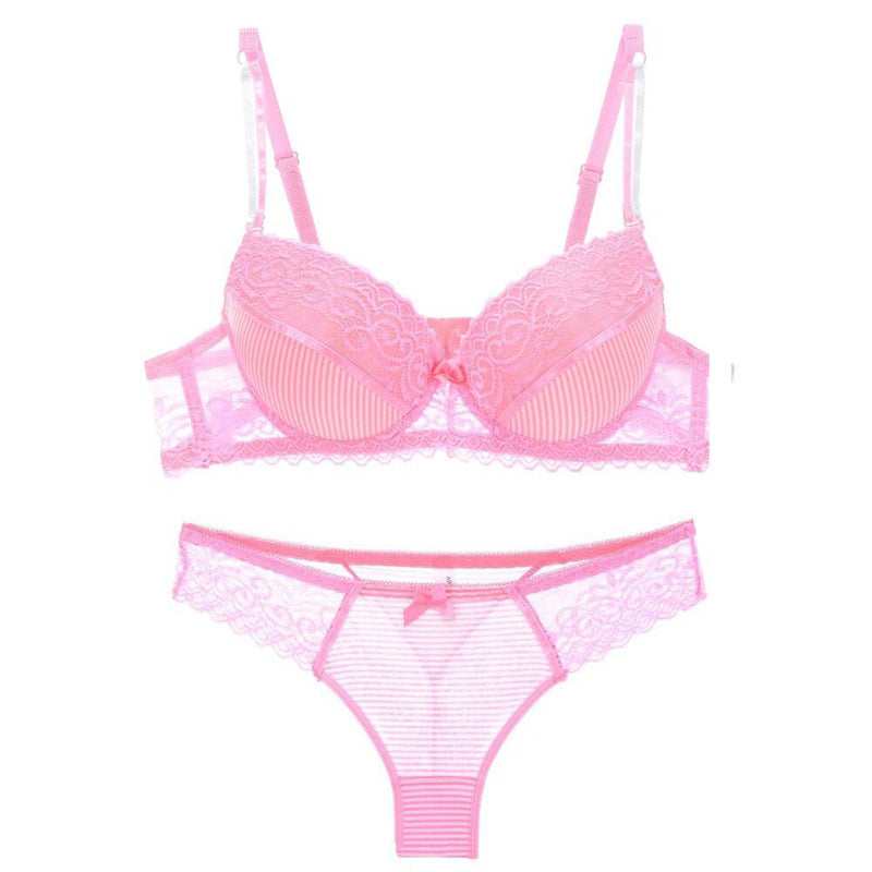 The Dentelle — Striped Lace Bra & Panty Lingerie Set