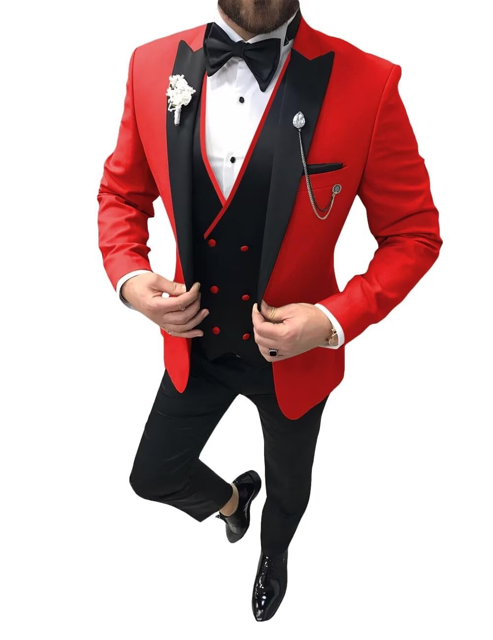 The Sovereign — 3-Piece Slim Fit Burgundy Tuxedo Set