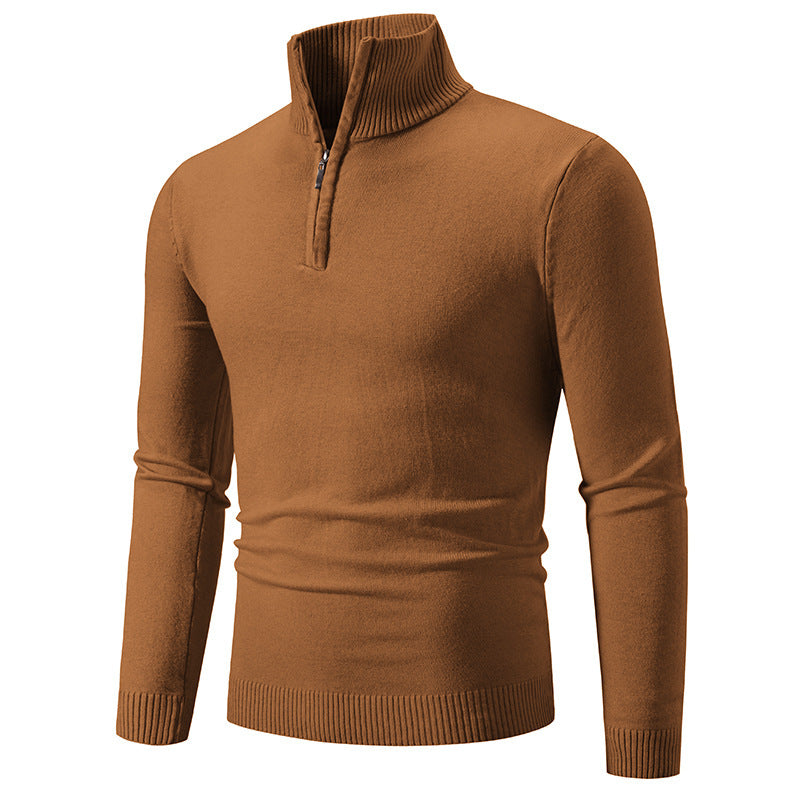 Men's Plus Size Fleece Zip Mock Neck Sweater