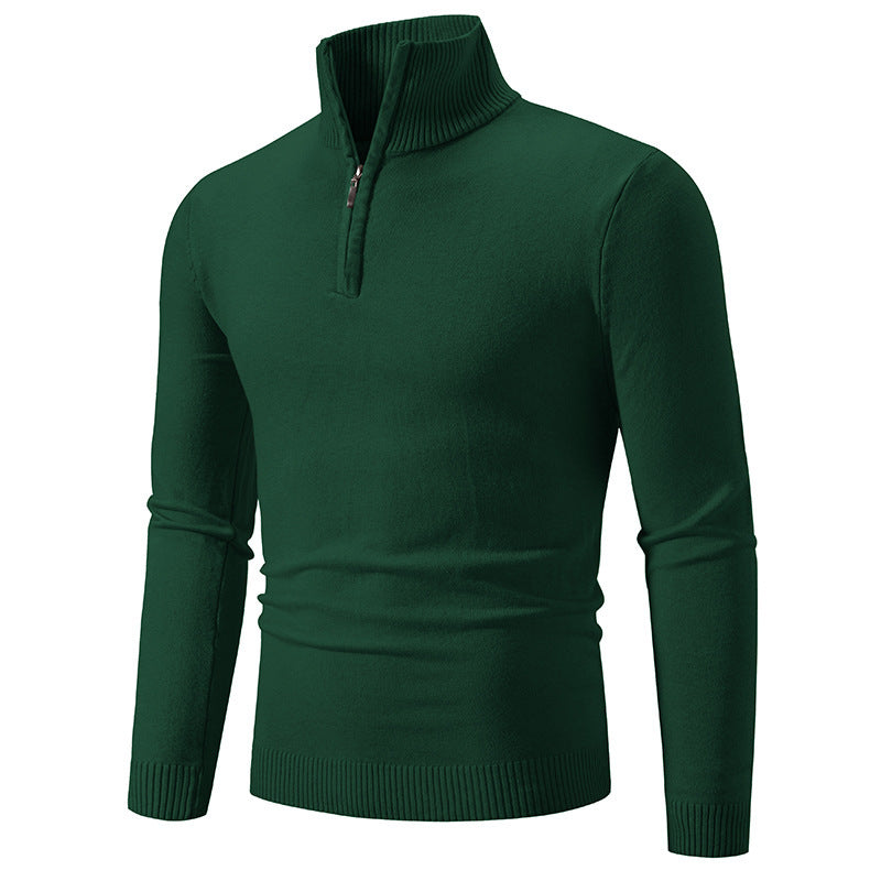 Men's Plus Size Fleece Zip Mock Neck Sweater