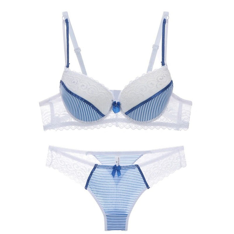 The Dentelle — Striped Lace Bra & Panty Lingerie Set