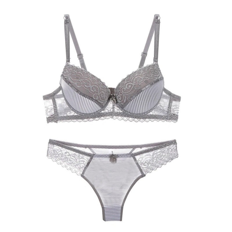 The Dentelle — Striped Lace Bra & Panty Lingerie Set