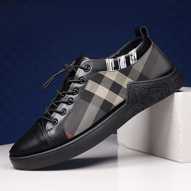 Men's Breathable Checkered Canvas Board Shoes