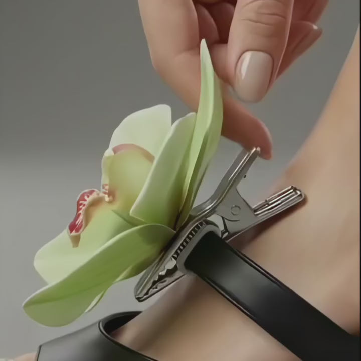 Asphinien Butterfly Orchid Shoe Clips Removable Artificial Flower Shoes Buckle Elegant Wedding Party High Heel Sandals Bag Charm Decorations for Women (Green)